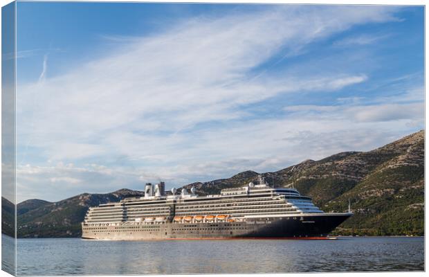 Holland America Line cruise ship on the Peljesac channel Canvas Print by Jason Wells