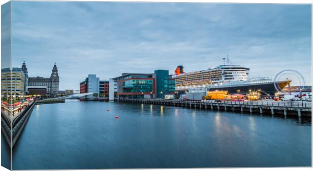 Queen Mary 2 docked in Liverpool Canvas Print by Jason Wells
