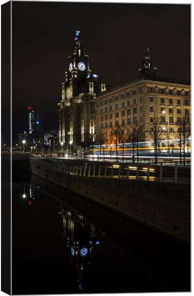 Traffic trails on the Liverpool waterfront Canvas Print by Jason Wells