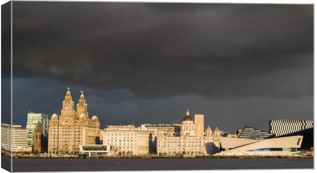 Dramatic clouds over the Liverpool skyline Canvas Print by Jason Wells