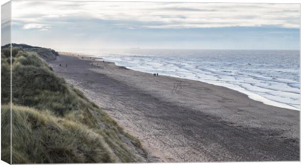 Foot prints dotted over the beach at Formby Canvas Print by Jason Wells