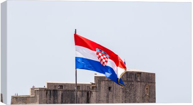 Croatian flag in front of the city walls Canvas Print by Jason Wells