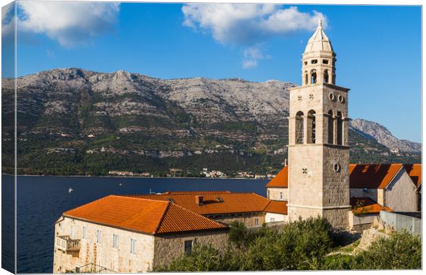 Bell tower outside the Old Town of Korcula Canvas Print by Jason Wells