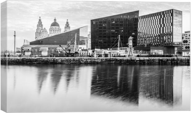 Reflections of the Liverpool skyline in Canning Dock Canvas Print by Jason Wells