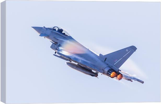 Rainbow of condensation over the RAF Typhoon Canvas Print by Jason Wells