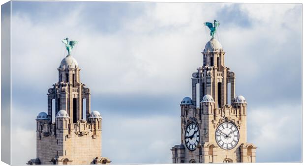 Looking up at the Royal Liver Building Canvas Print by Jason Wells