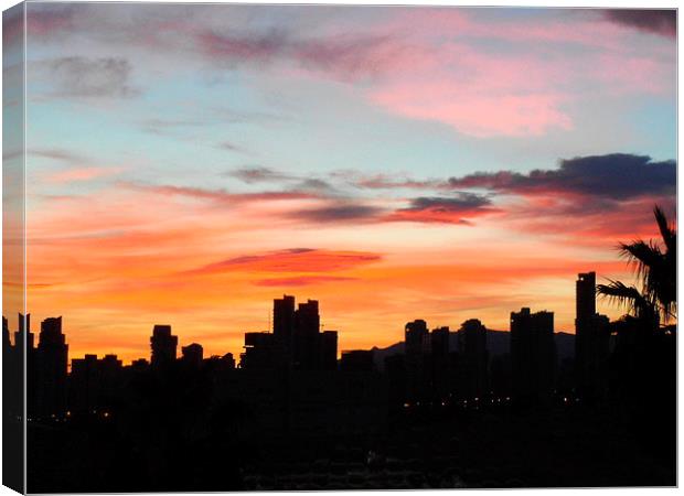 Benidorm Skyline at sunset Canvas Print by Peter Struthers
