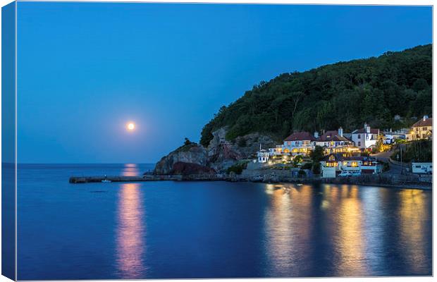 Babbacombe by Moonlight Canvas Print by John Fowler