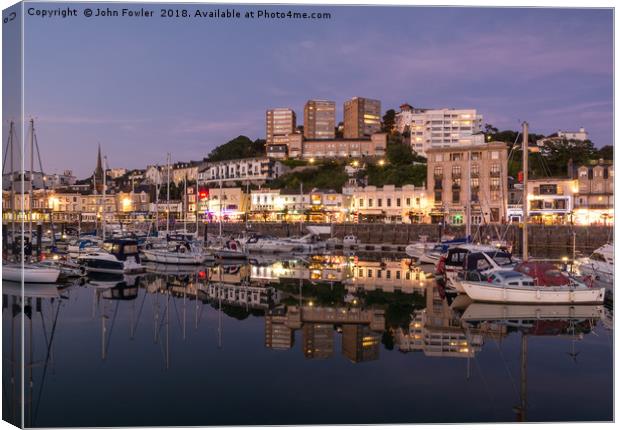 Torquay Harbour At Dusk Canvas Print by John Fowler