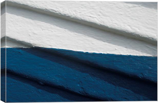 White, Blue boat Canvas Print by Ivan Kovacs