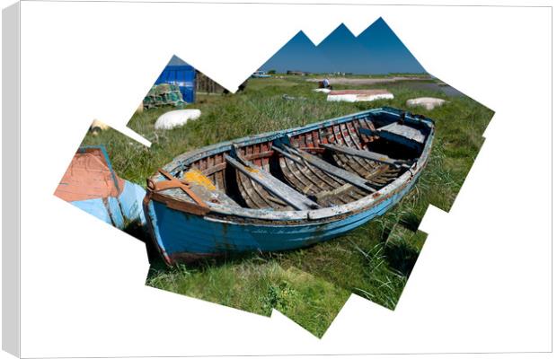 Composite of rotting boat on Holy Island Canvas Print by Ivan Kovacs