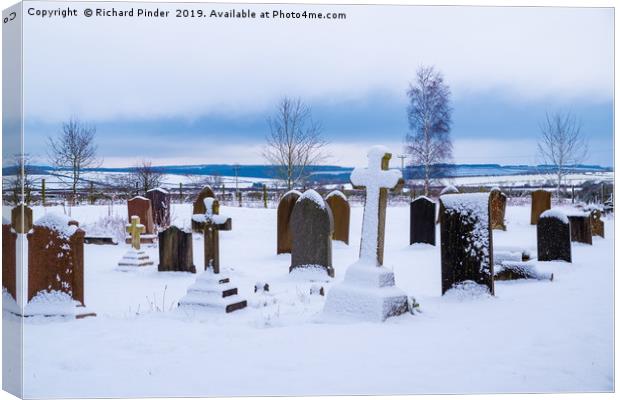 Snow Covered Yorkshire Graveyard. Canvas Print by Richard Pinder