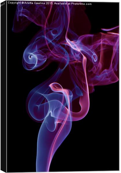 blue pink whirl twisted smoke abstract  Canvas Print by Arletta Cwalina