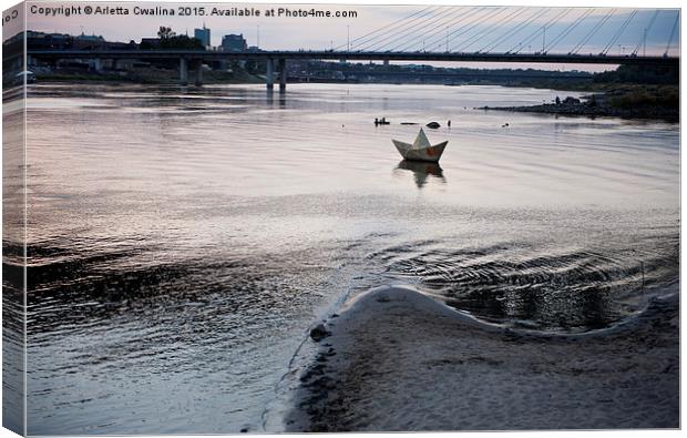 Dry Vistula River twilight view Canvas Print by Arletta Cwalina