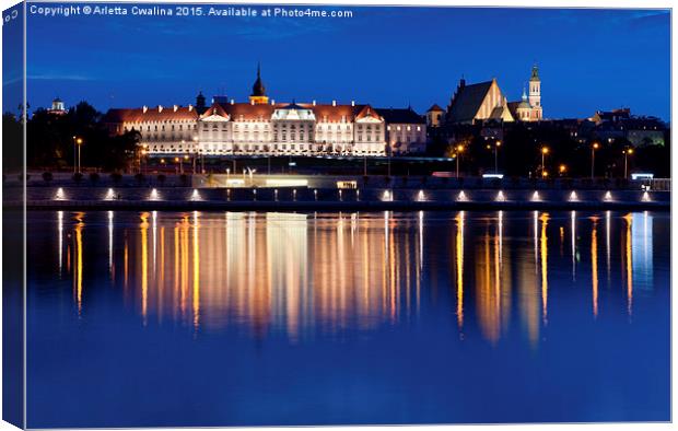 Royal Castle across Vistula River Canvas Print by Arletta Cwalina