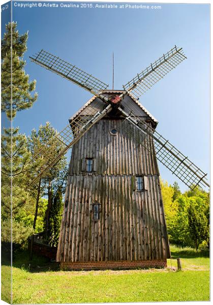 Wooden windmill Kozlak house Canvas Print by Arletta Cwalina