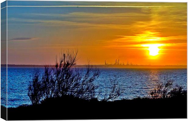 Fawley Sunset Canvas Print by Dave Fry