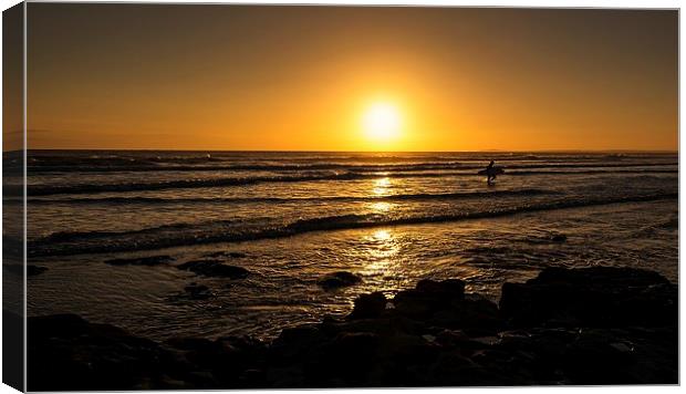 Surf sunset silhouette  Canvas Print by Dean Merry