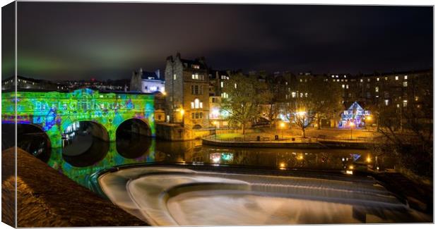 Christmas holiday display on the Pulteney Bridge B Canvas Print by Dean Merry