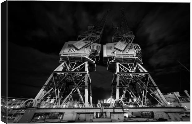 Bristol M Shed cranes 29 & 30 Canvas Print by Dean Merry