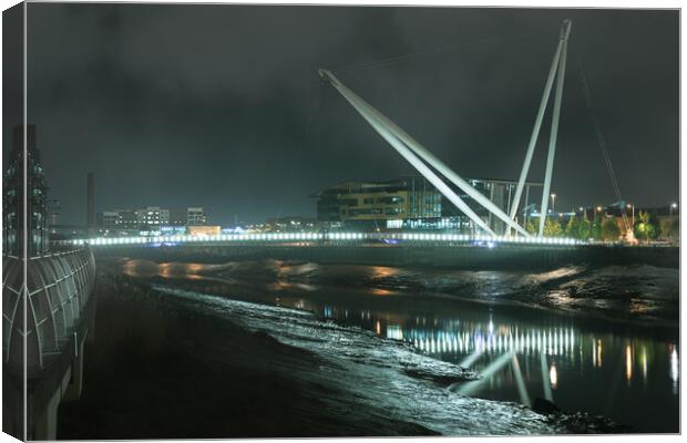 Newport city foot bridge Canvas Print by Dean Merry