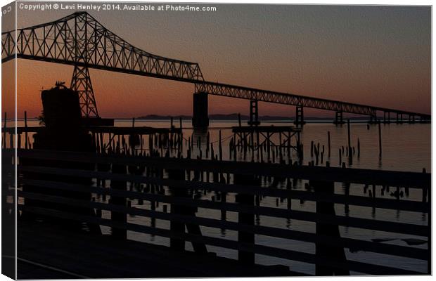 Astoria Sunset Oil Painting Style Canvas Print by Levi Henley