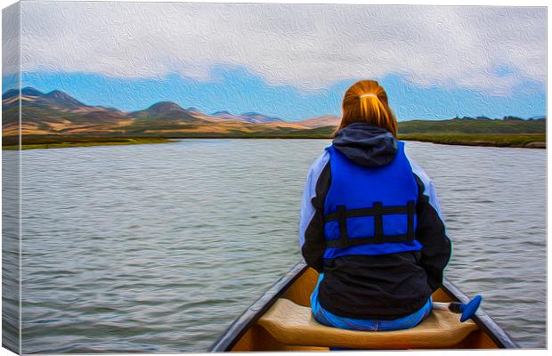 Woman in a Canoe Canvas Print by Levi Henley