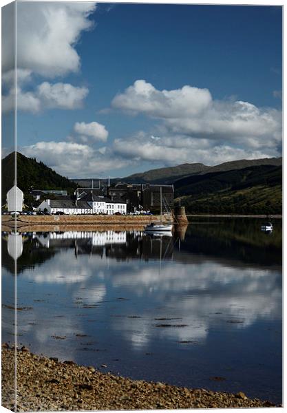  Reflections of Inveraray Canvas Print by Angela Rowlands