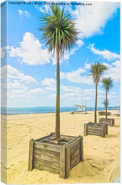  Palm trees on the beach at Bournemouth Canvas Print by John Boud