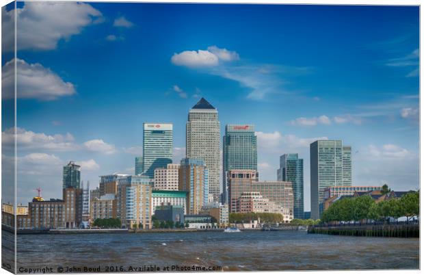 Canary Wharf in London's Docklands viewed from The Canvas Print by John Boud