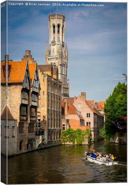 Bruges Canal Boat Canvas Print by Brian Jannsen