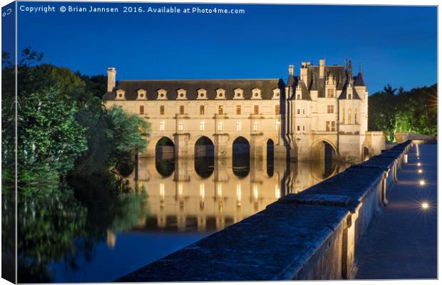 Twilight over Chateau Chenonceau Canvas Print by Brian Jannsen