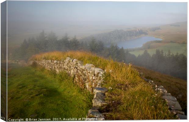 Misty Morning at Hadrian's Wall Canvas Print by Brian Jannsen