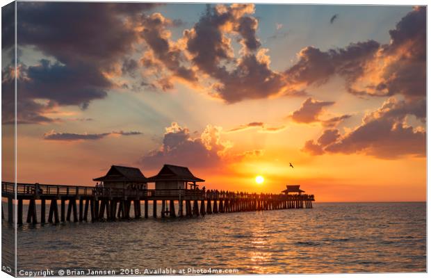 Naples Pier Sunset Canvas Print by Brian Jannsen