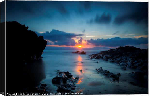 Sunset Over the Coast of Cornwall Canvas Print by Brian Jannsen