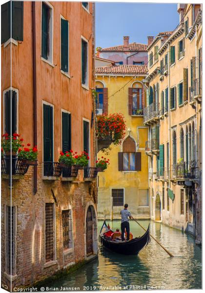 Gondola Ride in Venice Canvas Print by Brian Jannsen