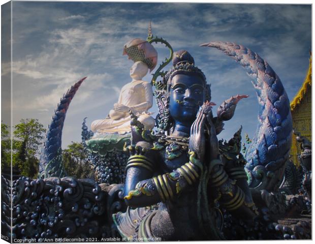 The Blue Temple Canvas Print by Ann Biddlecombe