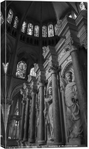The Tomb Saint-Remi Basilica in Reims France in Monochrome Canvas Print by Ann Biddlecombe