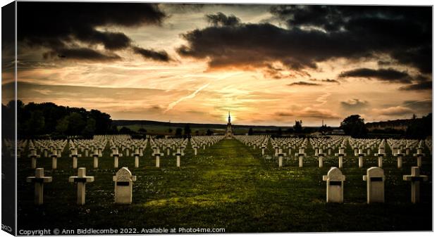 French military cemetery of the First World War in Sillery France Canvas Print by Ann Biddlecombe