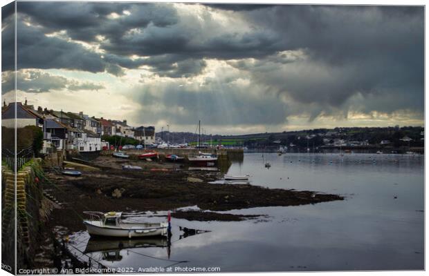 Falmouth town coast line Canvas Print by Ann Biddlecombe