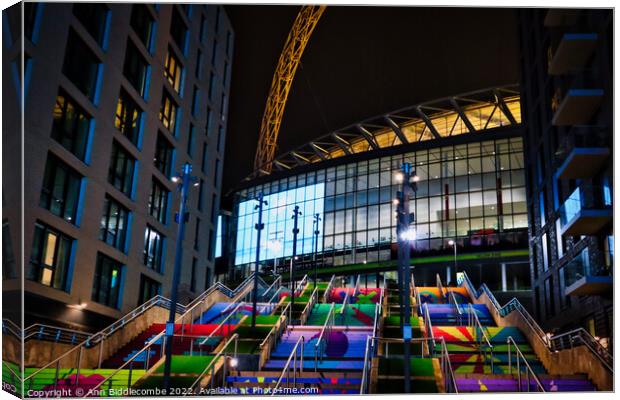 Side Steps to Wembley Stadium  Canvas Print by Ann Biddlecombe