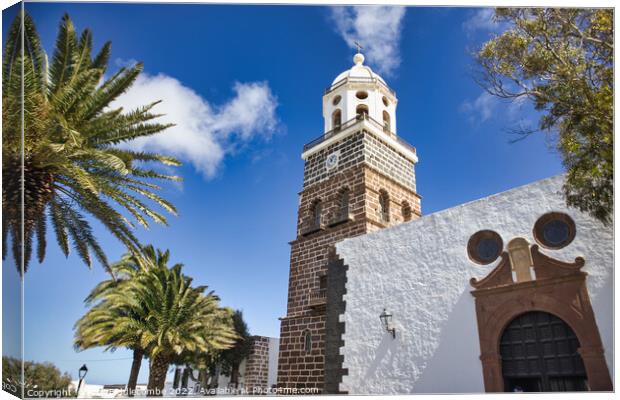 Teguise Church in Teguise Canvas Print by Ann Biddlecombe