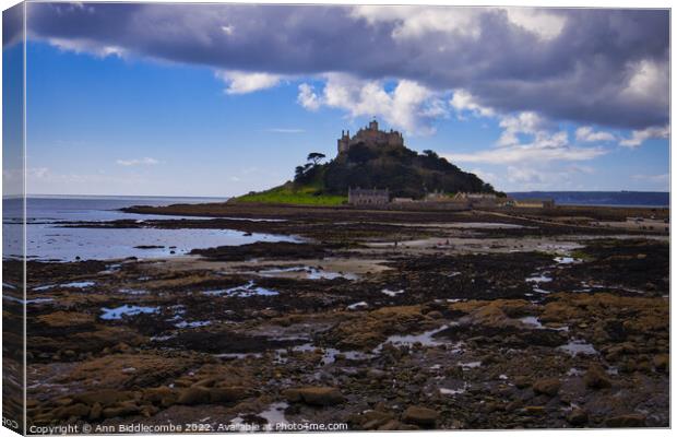 St Michaels Mount from the rocks Canvas Print by Ann Biddlecombe