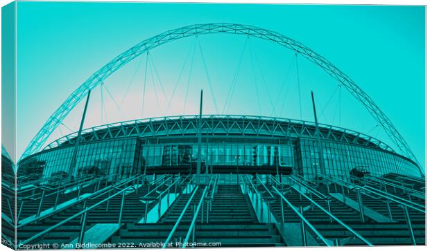 Wembley Stadium in Wembley London in blue Canvas Print by Ann Biddlecombe