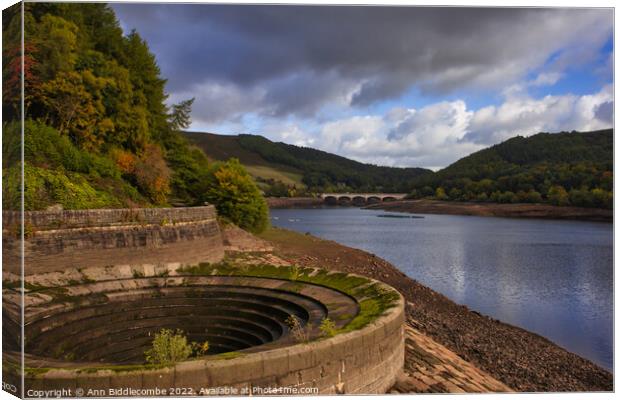 Ladybower Reservoir Canvas Print by Ann Biddlecombe