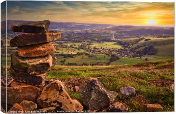 A view across the Peak District Canvas Print by Ann Biddlecombe