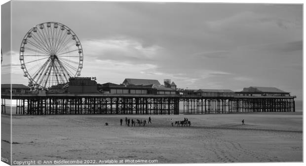 Blackpool central pier Canvas Print by Ann Biddlecombe