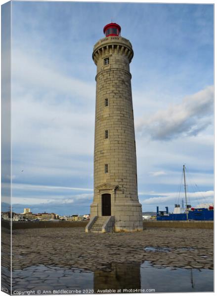 Sete Lighthouse, South of France Canvas Print by Ann Biddlecombe