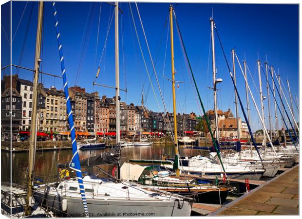 Honfleur Harbour France Canvas Print by Ann Biddlecombe