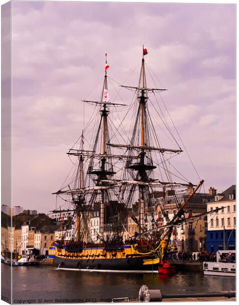 French Frigate Canvas Print by Ann Biddlecombe